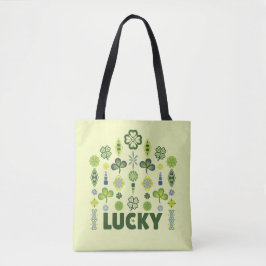 Bolsa Tote Lucky Shamrock Clover Mínimo Padrão Amarelo