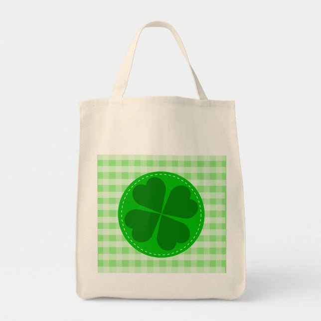 Bolsa Tote Lucky Shamrock Green Checked (Frente)