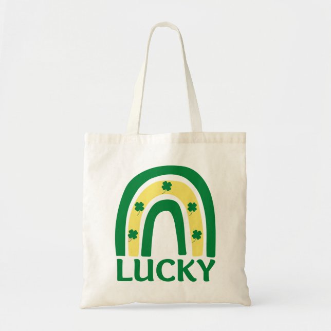 Bolsa Tote Lucky Shamrock Rainbow St Patricks (Frente)