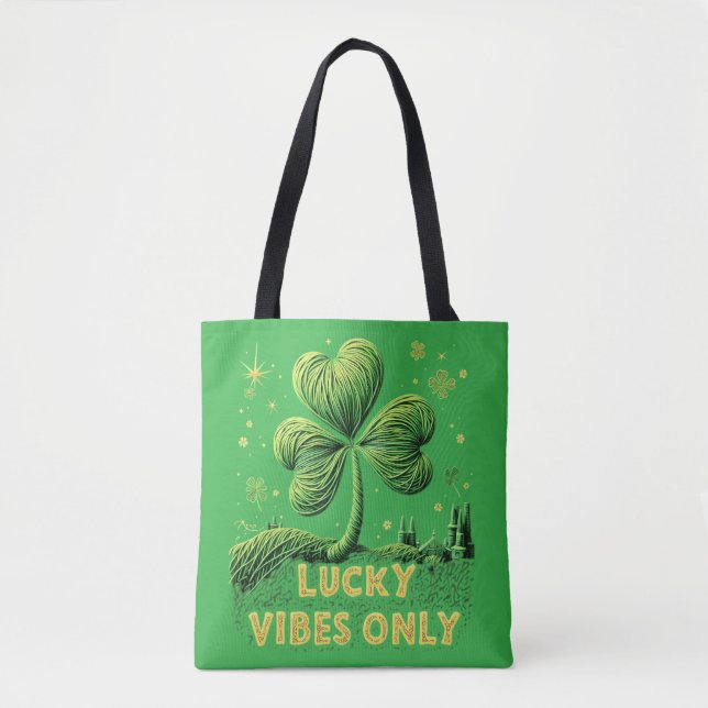 Bolsa Tote Lucky Vibes Apenas Ruas de Fios de Fios. Dia de Pa (Frente)