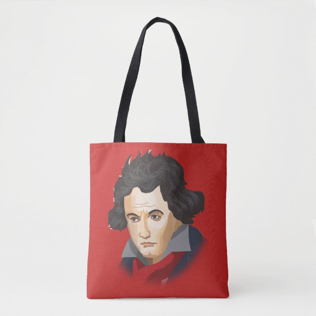 Bolsa Tote Ludwig van Beethoven im Cartoon Stil (Frente)