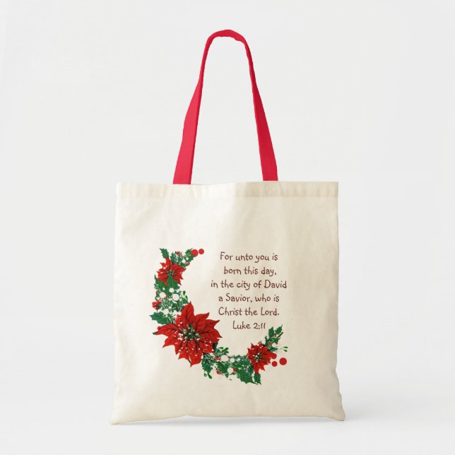 Bolsa Tote Luke 2:11 Escritura para Bíblia de Natal Verso (Frente)