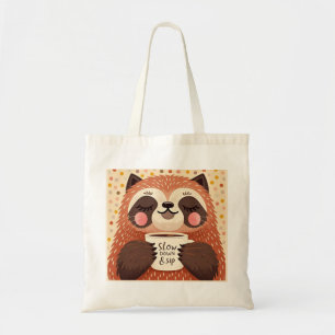 Bolsa Tote Luminosidade de cartoon branca com olhos sonolento