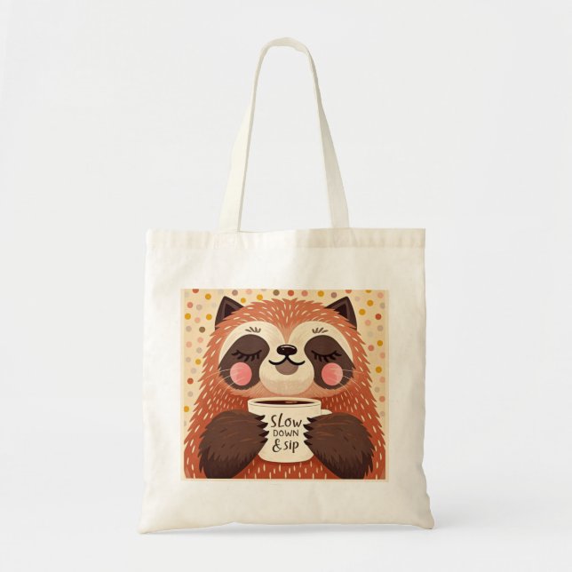 Bolsa Tote Luminosidade de cartoon branca com olhos sonolento (Frente)