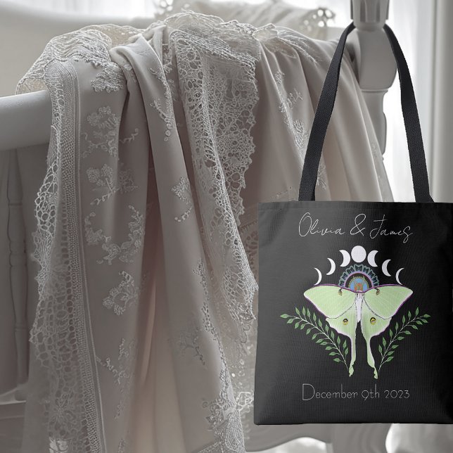 Bolsa Tote Luna Moth Moon Phases (Criador carregado)