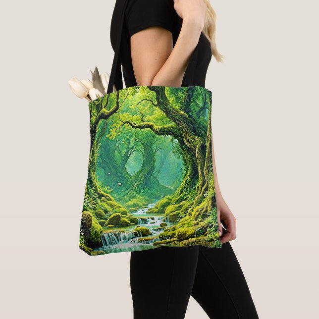 Bolsa Tote Lush Jungle Waterfall Bliss (Close Up)