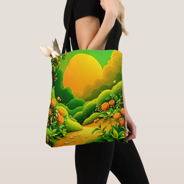Bolsa Tote Lush Orange Garden Art (Close Up)