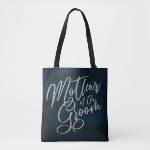 Bolsa Tote Lustre Azul Marinho Monograma Mãe do Noivo