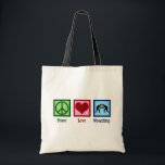 Bolsa Tote Luta Peace Love<br><div class="desc">Luta do Amor pela Paz. Legal presente de lutador com um sinal de paz,  coração e duas caras batendo em uma fechadura conjunta em uma partida de luta no anel. Incrível treinador de lutas presente de alguém que luta em uma equipe.</div>