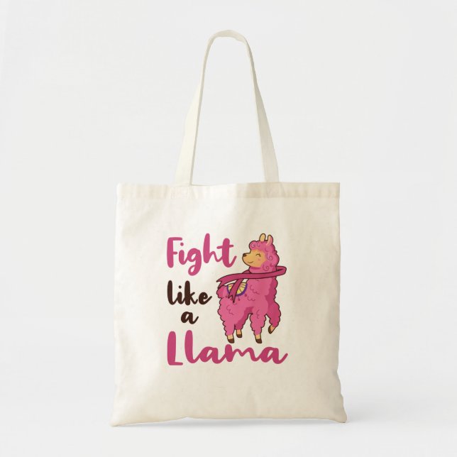 Bolsa Tote Lute como um guerreiro de Cancer Llama (Frente)