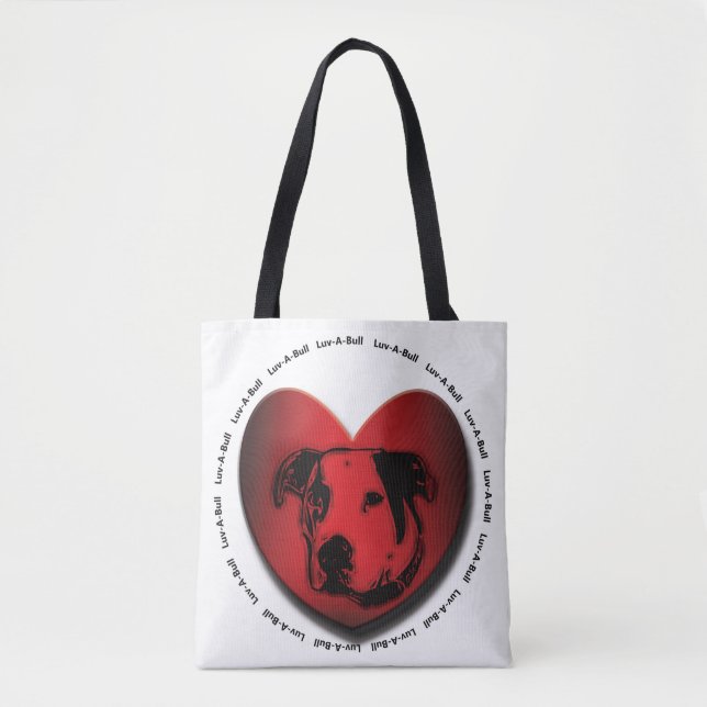 Bolsa Tote Luv-A-Bull American Bulldog Pit Bull Heart (Frente)