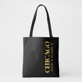 Bolsa Tote Lux Dourado Chicago Latitude & Longitude
