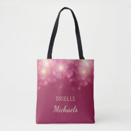 Bolsa Tote Luxe Dark Glamor Bokeh Sparkles Com Nome