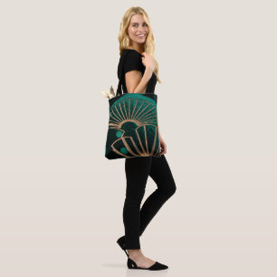 Bolsa Tote Luxo Art Déco em Verde Esmeralda e Latão