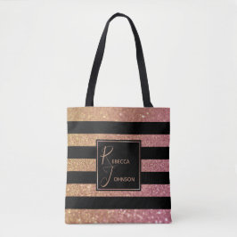 Bolsa Tote Luxo Dourado Link Glitter Striter Monograma Nome