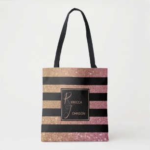Bolsa Tote Luxo Dourado Link Glitter Striter Monograma Nome