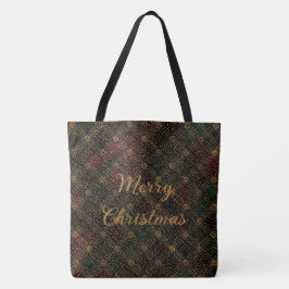 Bolsa Tote Luxo, Natal Padrão, Dourado Feliz Natal Para