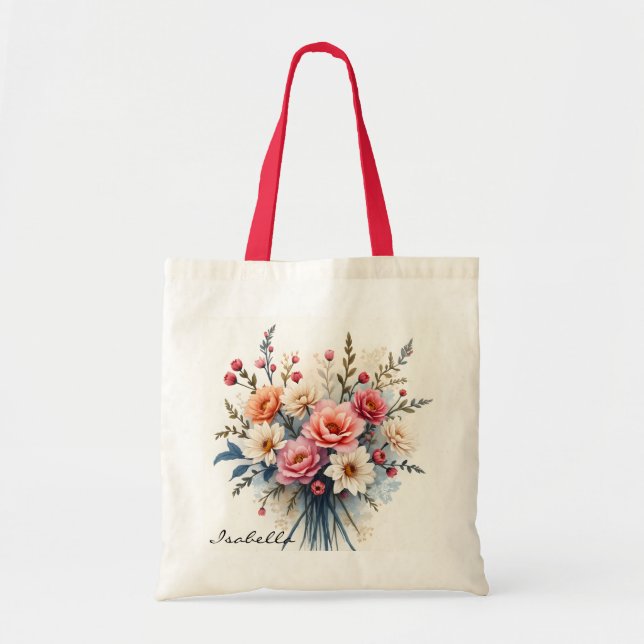 Bolsa Tote Luxuosas Flores Silvestres Modernas Bela Coleção (Frente)