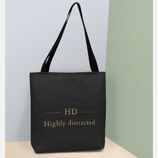 Bolsa Tote Luxuoso Monograma Divertido de ADHD – Nome Persona