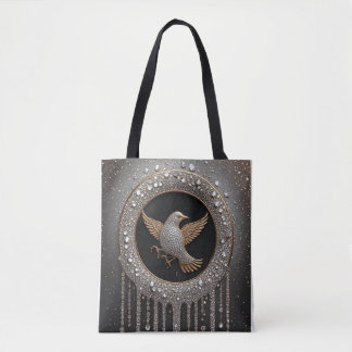 Bolsa Tote Luxurious Gold and Diamond Bird Emblem