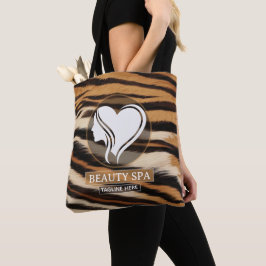Bolsa Tote Luxury Beauty Spa Logo Elegant Tiger Print Salon 