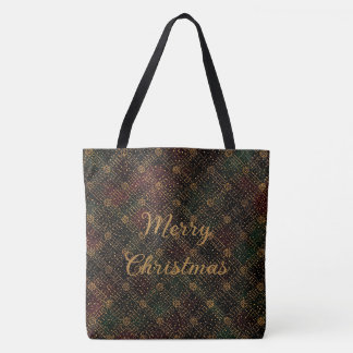Bolsa Tote Luxury, Christmas Pattern, Gold Merry Christmas To