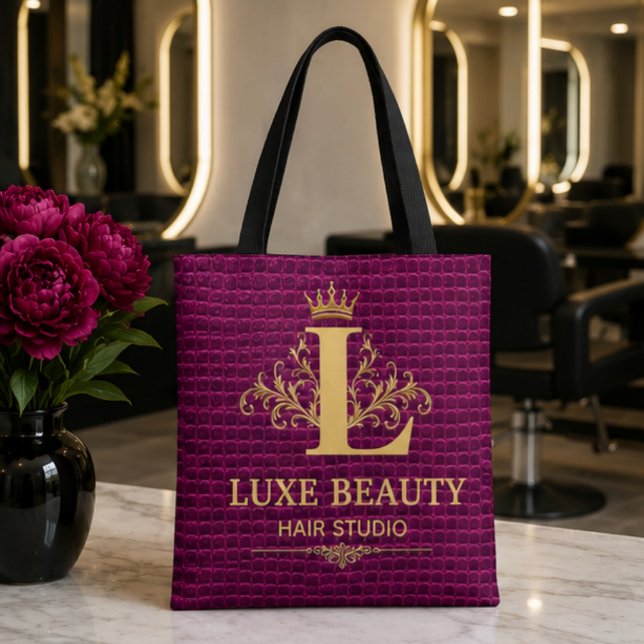 Bolsa Tote Luxury Crocodile Leather Monogram Gold Initial  (Criador carregado)
