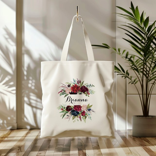 Bolsa Tote Luxury Whimsical Boho Floral Bridesmaid  (Criador carregado)