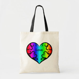 Bolsa Tote Luz bonito do coração do arco-íris do victorian