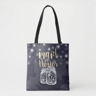 Bolsa Tote Luz de Corda de Mason Jar, Madrinha de casamento F