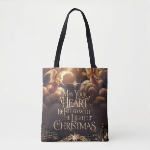Bolsa Tote Luz de Natal Angelic Postcard Design