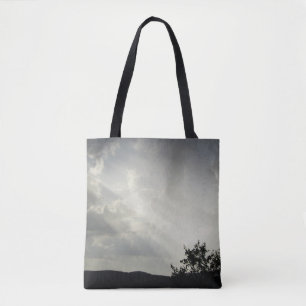 Bolsa Tote Luz do Sol Através das Nuvens Negra Branca Noite