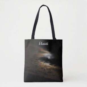 Bolsa Tote Luz sobre Nuvens Foto do Céu Noturno Personalizada