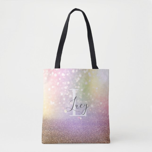 Bolsa Tote Luzes de anzol coloridas (Frente)