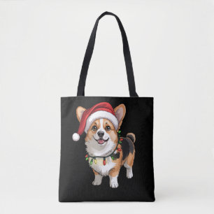 Bolsa Tote Luzes de árvore de Natal do Corgi Galês de Pembrok