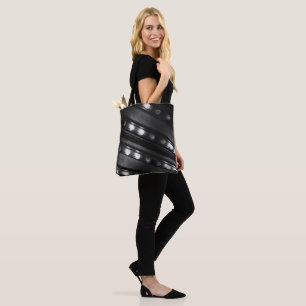 Bolsa Tote Luzes de brilho preto e branco