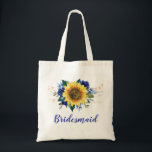 Bolsa Tote Luzes de Cordas Florais de Girassol Azul<br><div class="desc">Este saco de tote de damas de honra apresenta um girassol de cor d'água e rosa azul com luzes de cordas. Você pode personalizá-lo com um nome. Visite nossa loja para mais produtos com este design que você pode personalizar para suas necessidades.</div>