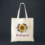Bolsa Tote Luzes de Cordas Florais Roxas de Girassol<br><div class="desc">Esta mala de tote de damas de honra apresenta um girassol de cor d'água e rosa de design púrpura com luzes de cordas. Você pode personalizá-lo com um nome. Visite nossa loja para mais produtos com este design que você pode personalizar para suas necessidades.</div>