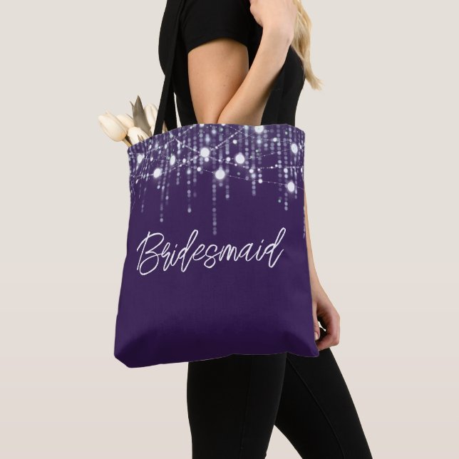 Bolsa Tote Luzes de enforcamento roxas e brancas (Close Up)
