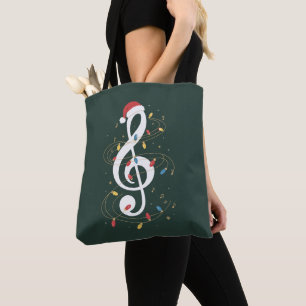 Bolsa Tote Luzes de Natal em Clave de Sol Amante de Música Mú