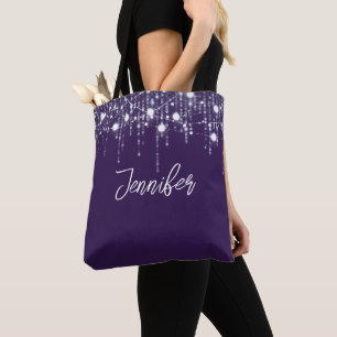 Bolsa Tote Luzes de suspensão azul e branca personalizadas
