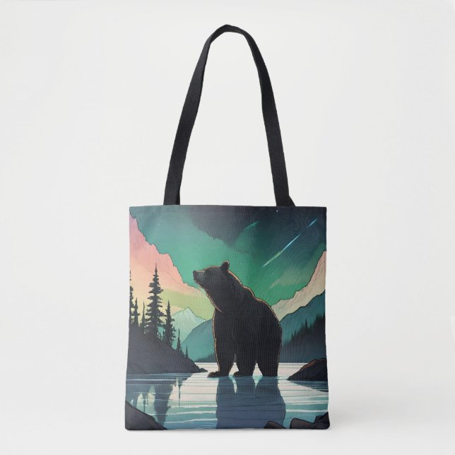 Bolsa Tote Luzes nortes de aurora aurora do urso pardo Juneau (Frente)