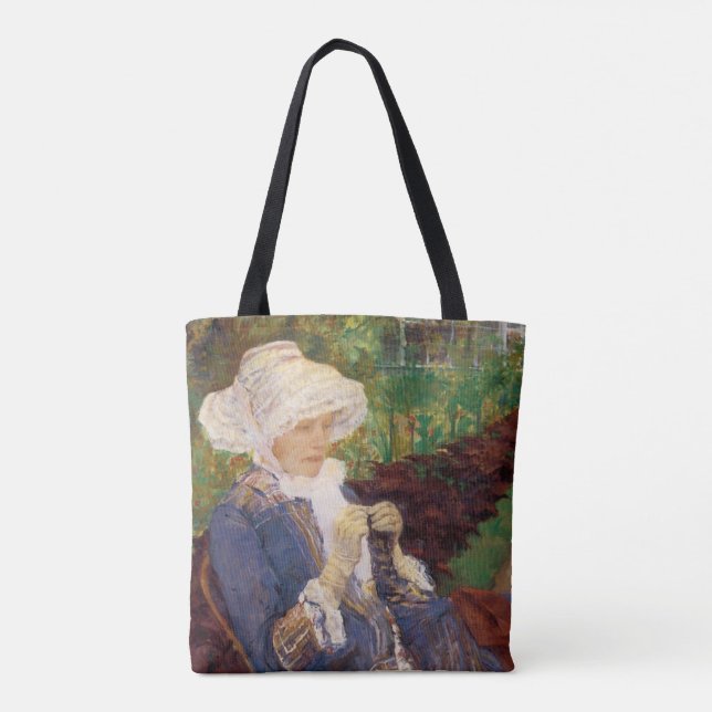 Bolsa Tote Lydia Crocheting no Jardim de Marly, Mary Cassatt (Verso)