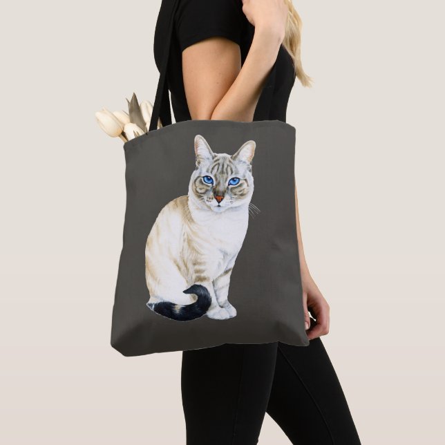 Bolsa Tote Lynx Point Siamese Cat Personalizado (Close Up)