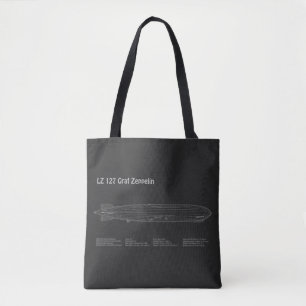 Bolsa Tote LZ 127 Graf Zeppelin - Planos de Impressão Aeronáu