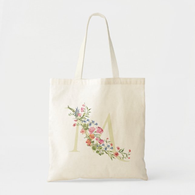 Bolsa Tote M monograma floral casamento primavera Chá de Noiv (Frente)