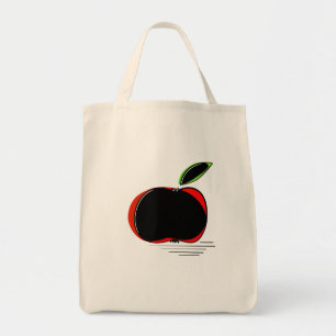 Bolsa Tote Maçã Escura – Ilustração Moderna de Frutas Minimal