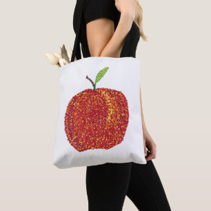 Bolsa Tote Maçã Vermelha Inteira em Sacos de Tota Pointilísti