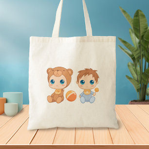Bolsa Tote Macacão de Ursinho para Gêmeos Meninos