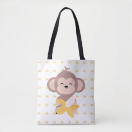 Bolsa Tote Macaco bonito de Kawaii com sacola da banana
